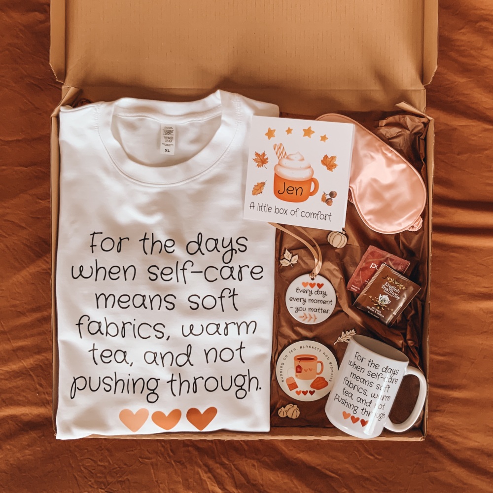 Cosy Self-Care Comfort Gift Box For Tea Lovers - Tea & Relaxation Treats | Personalised Edition Gift Box