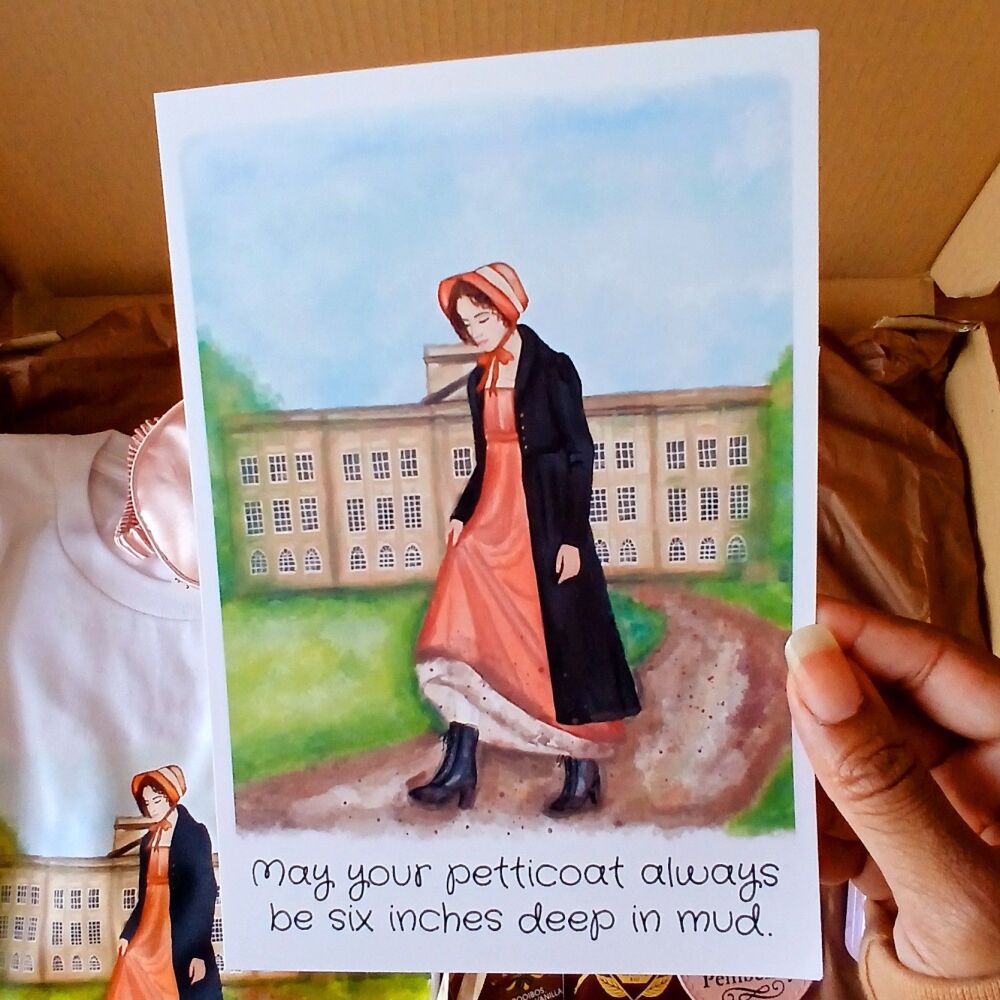 Jane Austen Elizabeth Bennett Pemberley Print, Muddy Boots, Pride and Preju