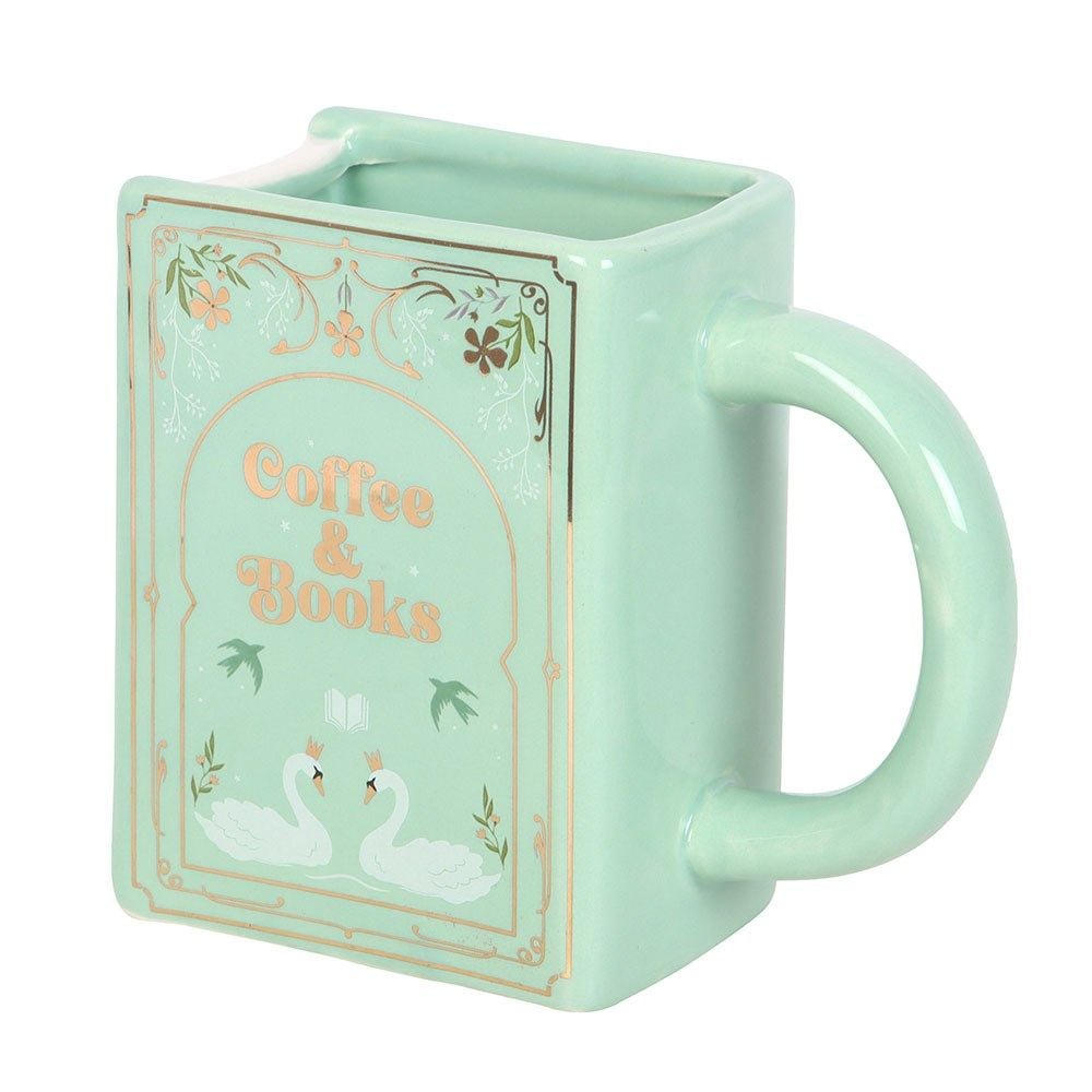 Coffee and Books' Green Book-Shaped Mug (Pre-Order)