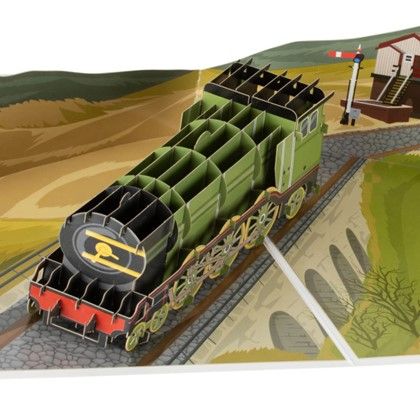 This Vintage Steam Train Pop Up Card is available from Cardololgy.