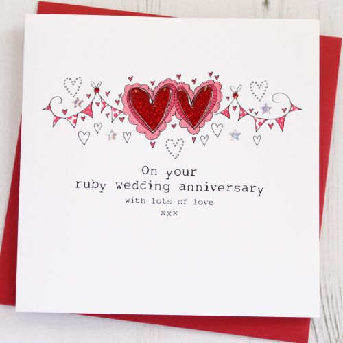 handmade happy ruby  anniversary  card