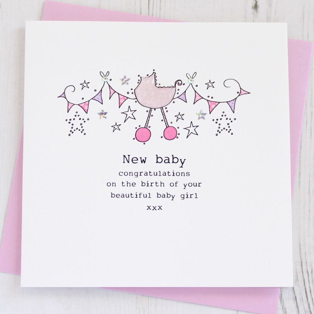 Handmade New Baby Girl Card