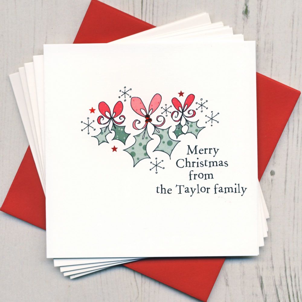 Personalised Christmas Holly Cards