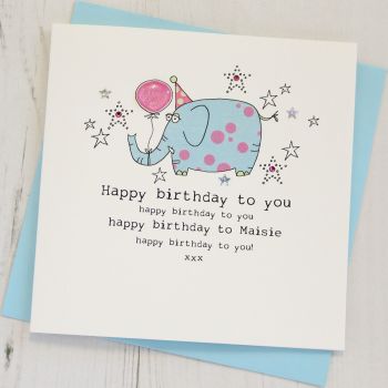  Personalised Elephant Happy Birthday