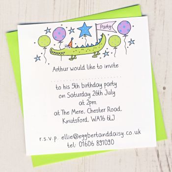 Pack of Crocodile Party Invitations