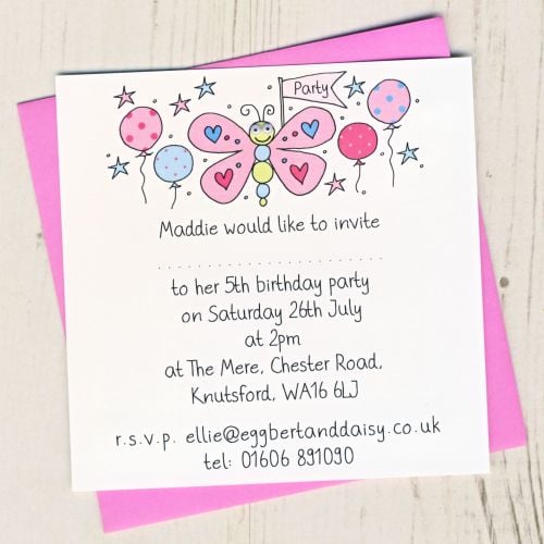 Pack of Butterfly Party Invitations
