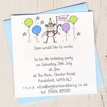Pack of Monkey Party Invitations