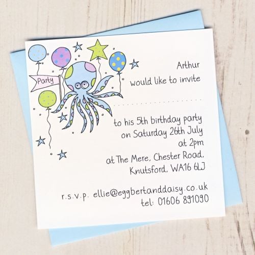 Pack of Octopus Party Invitations