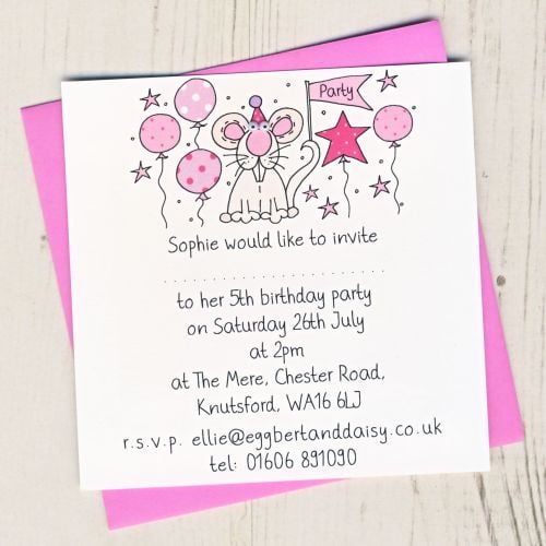 Pack of Mouse Party Invitations