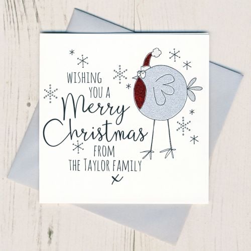 Personalised Glittery Robin Cards