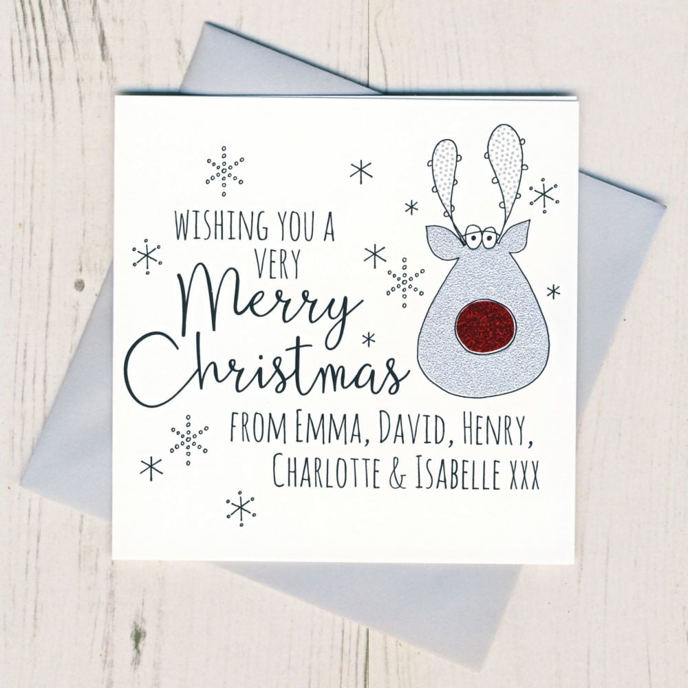 Personalised Glittery Reindeer Cards