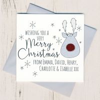 <!-- 020-->Personalised Glittery Reindeer Christmas Cards