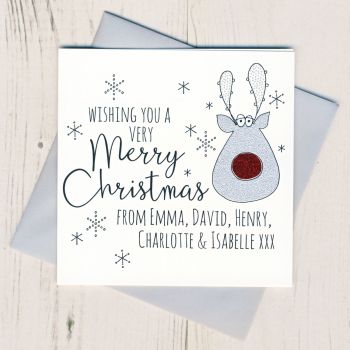 Personalised Glittery Reindeer Christmas Cards