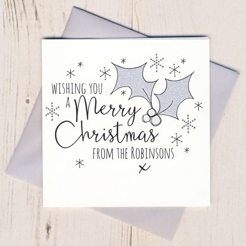 Personalised Glittery Holly Cards