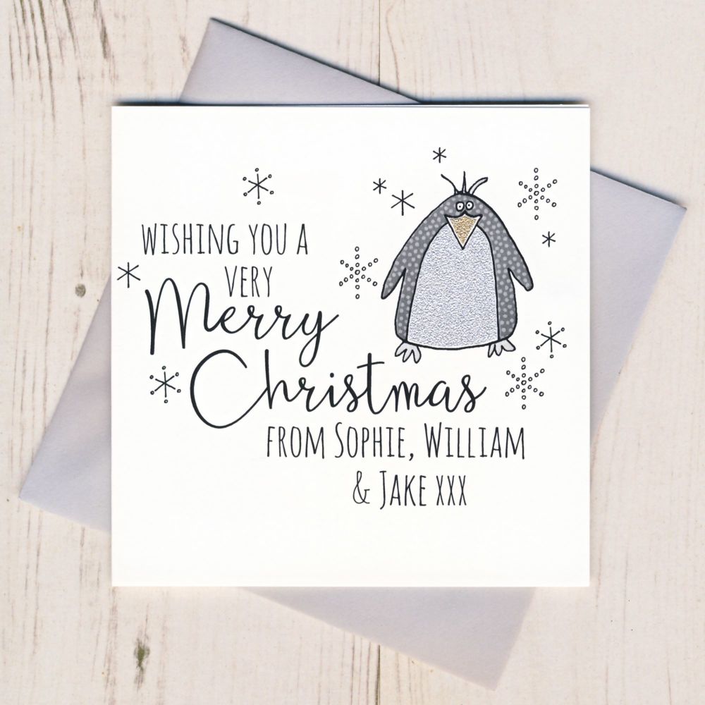 Personalised Glittery Penguin Cards