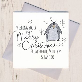 Personalised Glittery Penguin Christmas Cards