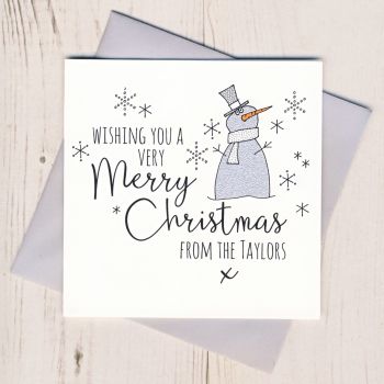 Personalised Glittery Snowman Christmas Cards