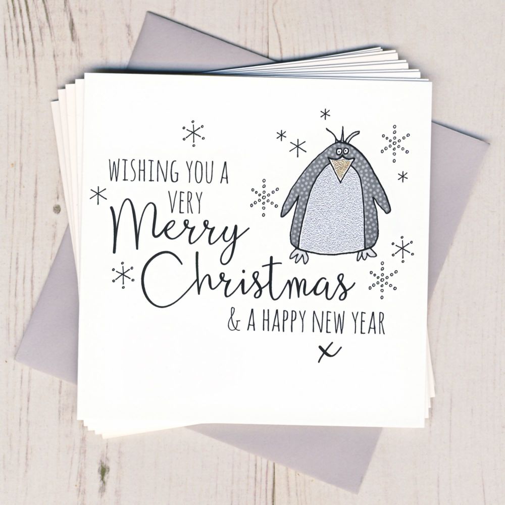 Pack of Five Glittery Penguin Cards