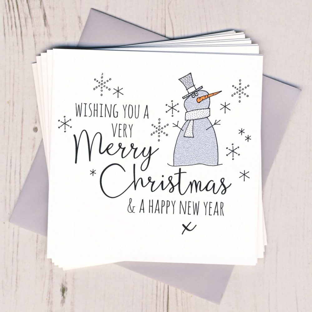 Pack of Five Glittery Snowman Cards
