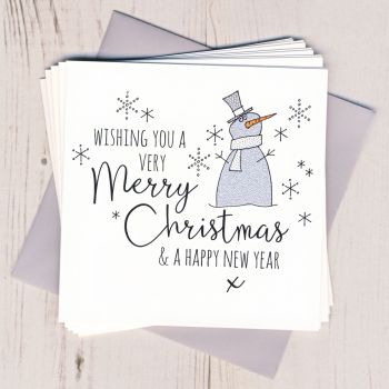 Pack of Five Glittery Snowman Christmas Cards