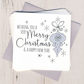 Pack of Five Glittery Bauble Christmas Cards