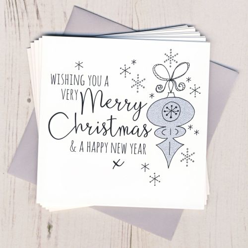Pack of Five Glittery Bauble Cards