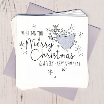 Pack of Five Glittery Fairy Christmas Cards
