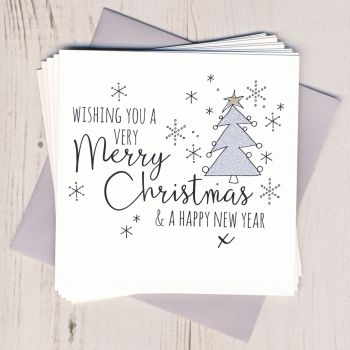 Pack of Five Glittery Christmas Tree Christmas Cards