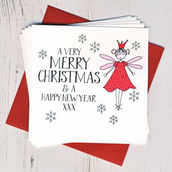 Pack of Ten Wobbly Eyes Fairy Christmas Cards