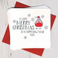Pack of Ten Wobbly Eyes Robin Christmas Cards
