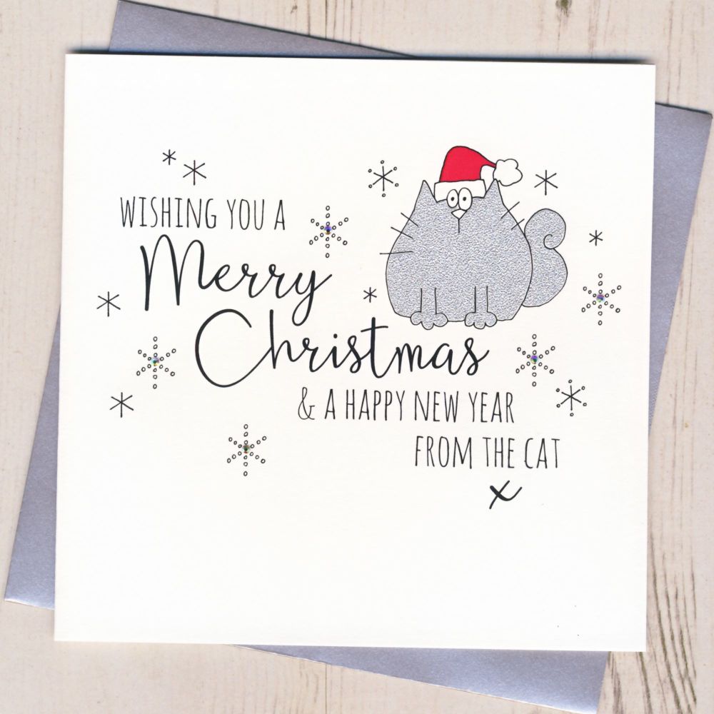 Glittery Christmas Card From The Cat