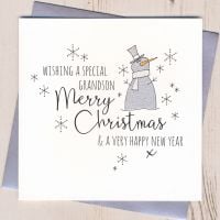 <!-- 002-->Glittery Grandson Christmas Card