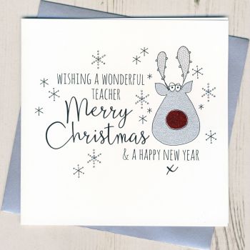 Glittery Teacher Christmas Card