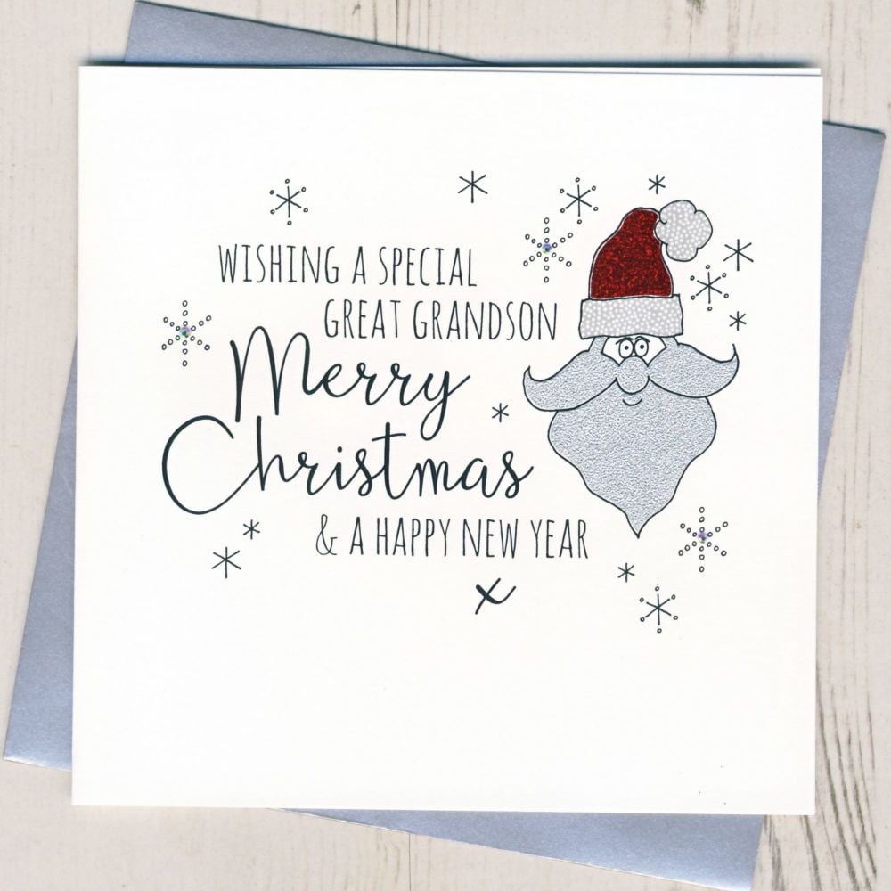 Glittery Great-Grandson Christmas Card