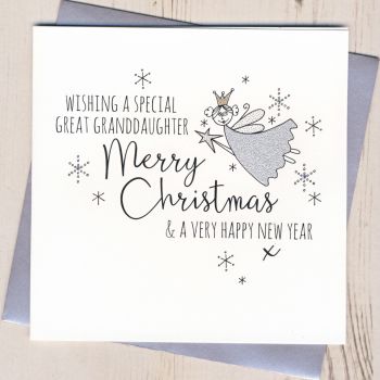 Glittery Great-Granddaughter Christmas Card