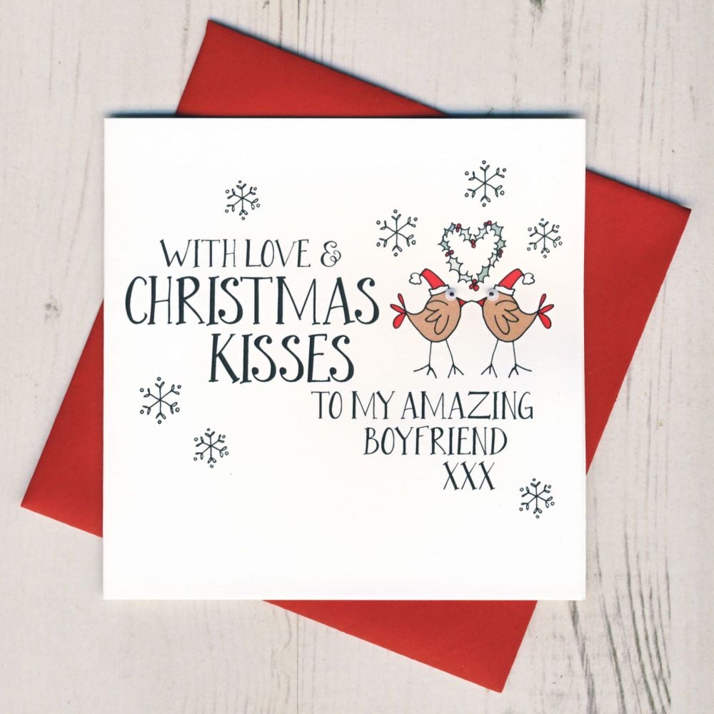 Wobbly Eyes Boyfriend Christmas Card