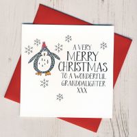 <!-- 013-->Wobbly Eyes Granddaughter Christmas Card