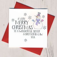 <!-- 034 -->Wobbly Eyes Sister & Brother-in-Law or Partner Christmas Card