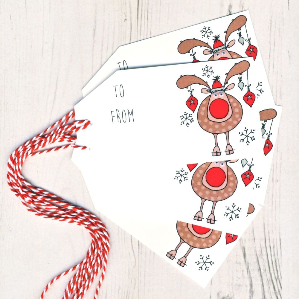 Pack of 5 Reindeer Gift Tags