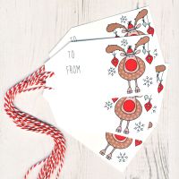 Pack of 5 Reindeer Christmas Gift Tags