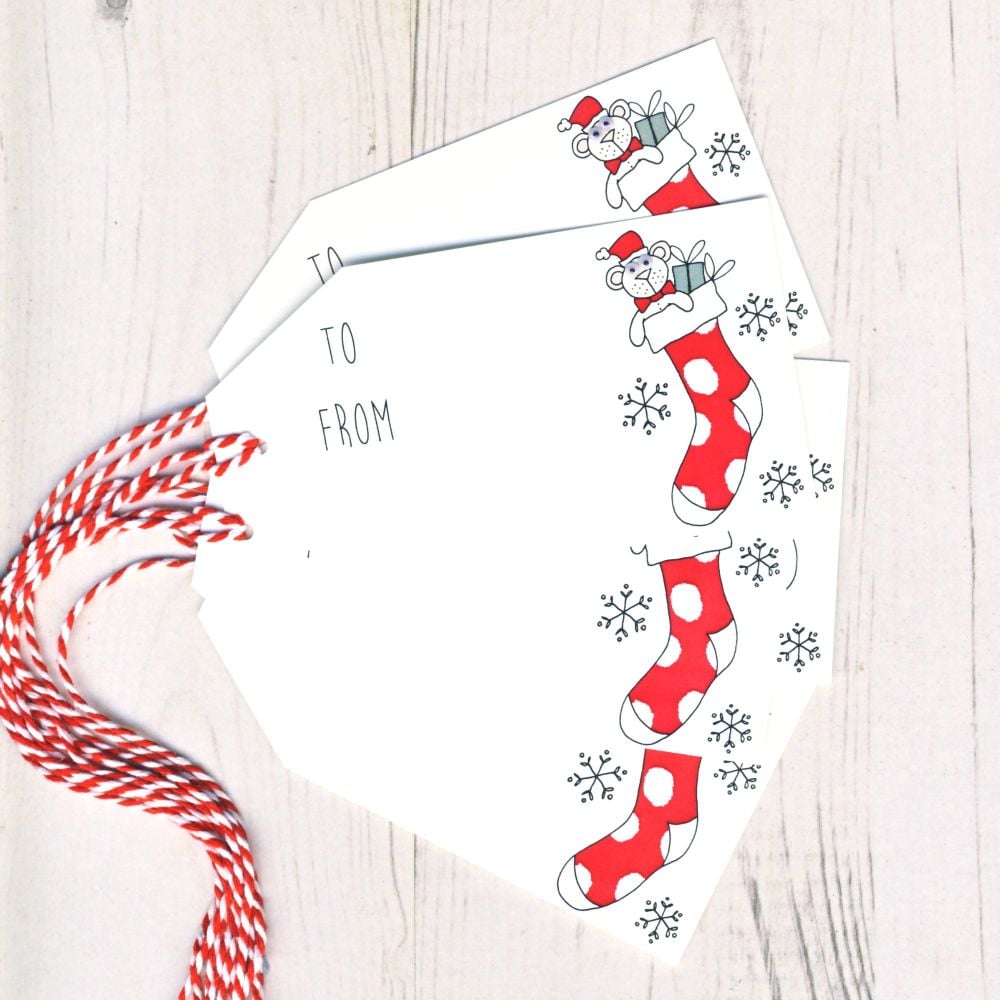 Pack of 5 Stocking Gift Tags