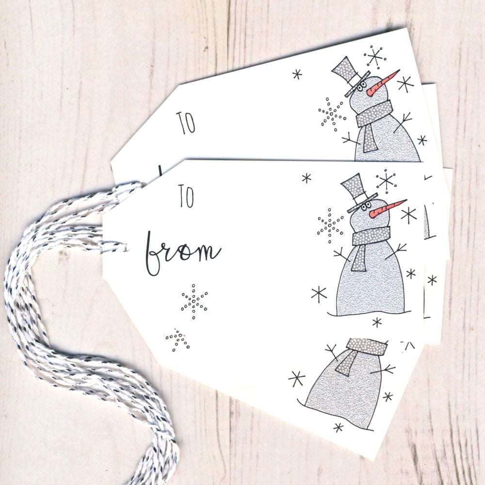 Pack of 5 Glittery Snowman Gift Tags