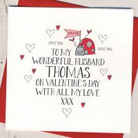 <!-- 005 -->Personalised Wobbly Eyes Husband Valentines Card