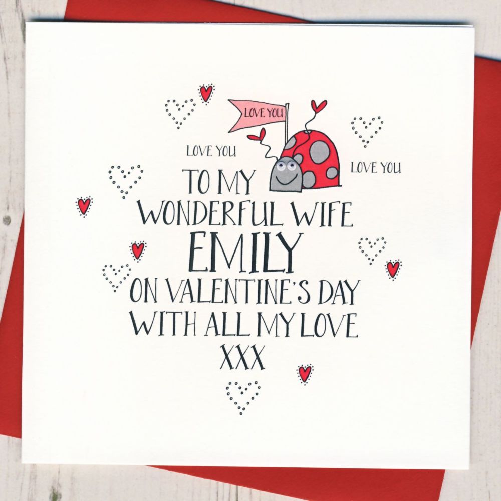 Personalised Wobbly Eyes Wife Valentines Card