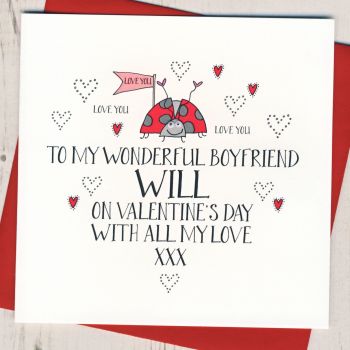 Personalised Wobbly Eyes Boyfriend Valentines Card