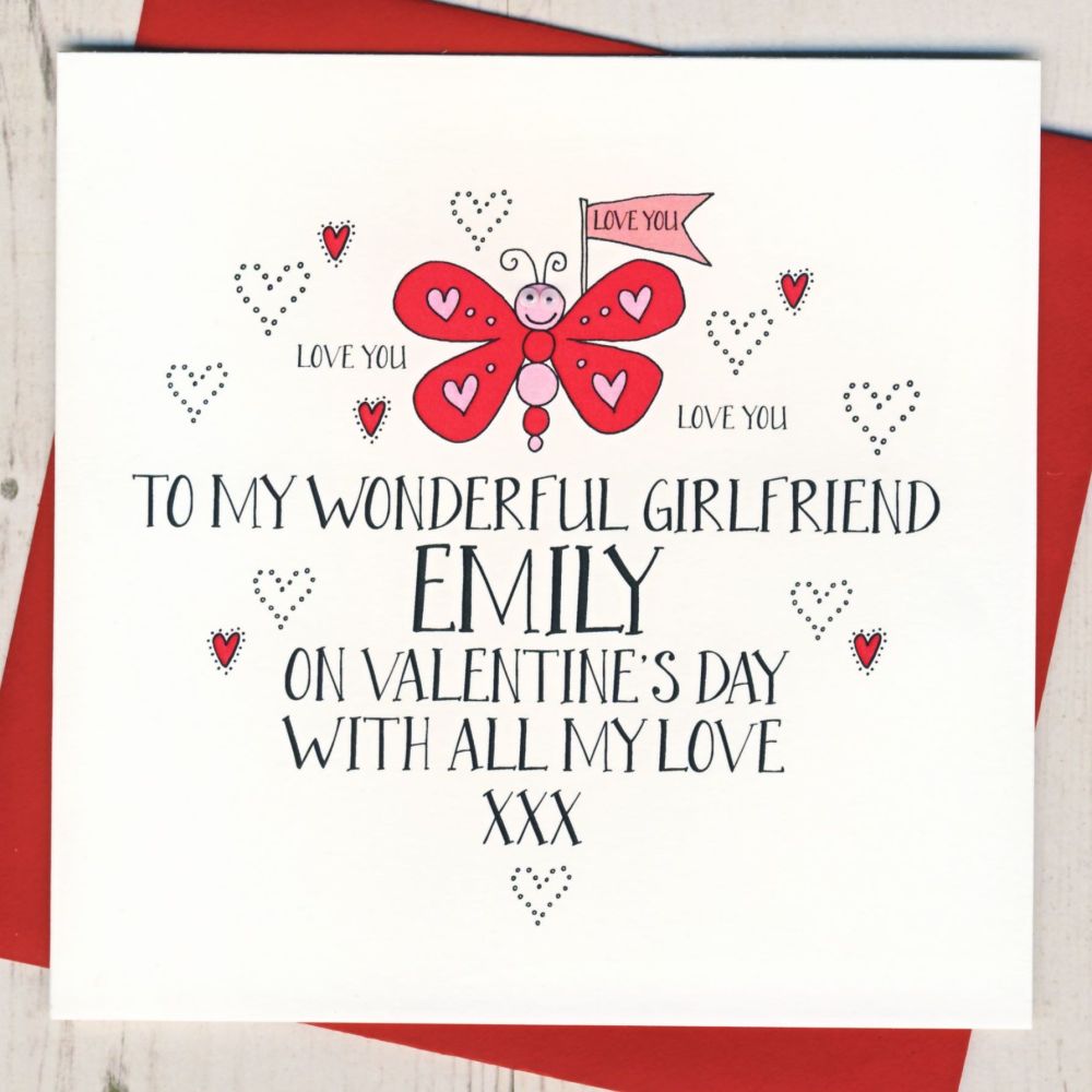 Personalised Wobbly Eyes Girlfriend Valentines Card