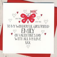 <!-- 024 -->Personalised Wobbly Eyes Girlfriend Valentines Card