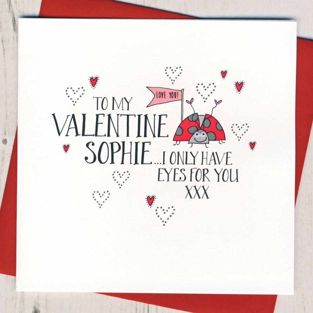 Personalised Wobbly Eyes Lucky Lady Valentines Card
