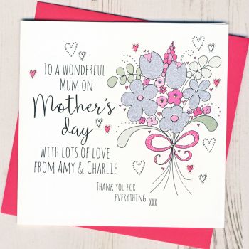 Personalised Glittery 'Thank You' Mother's Day Card