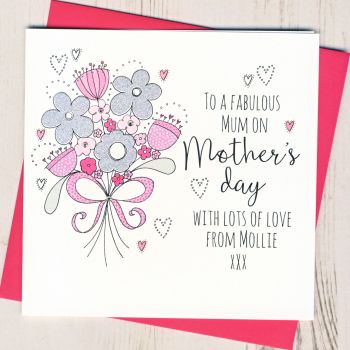 Personalised Glittery 'Fabulous' Mother's Day Card